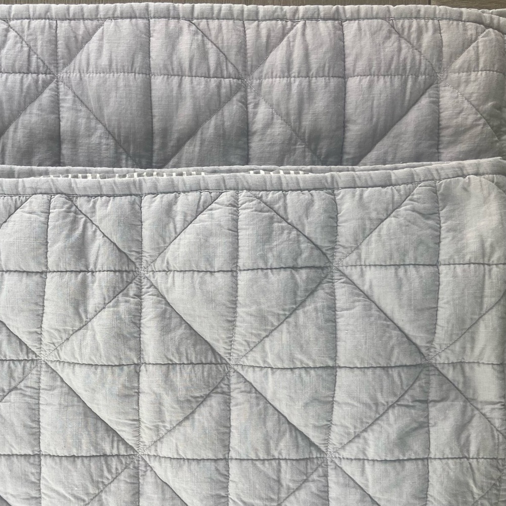 West Elm Gray Quilted Shams (2)